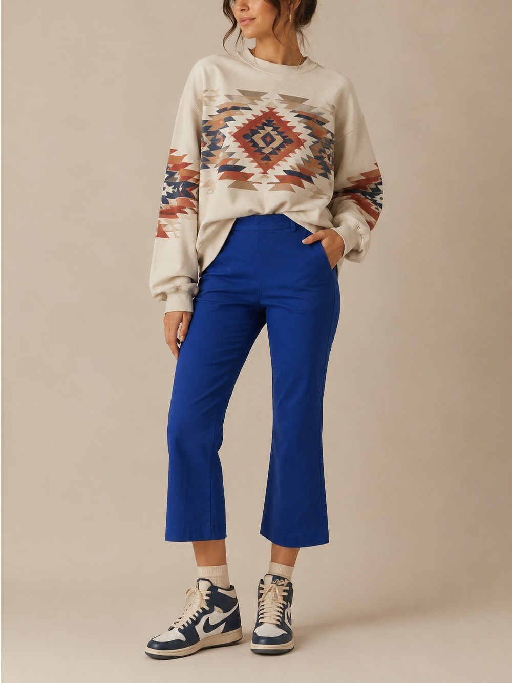 Isaac Mizrahi Bright Blue Flared Stretch Pull-On Trousers